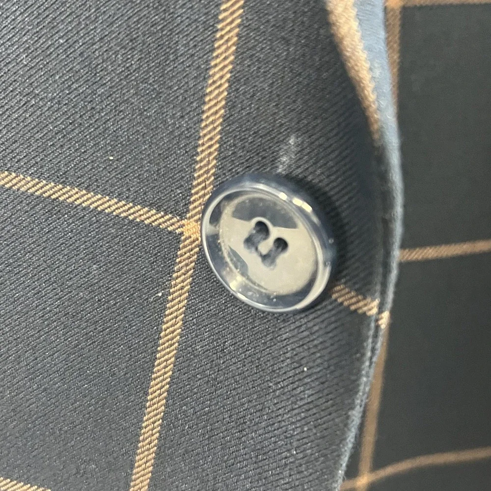 Steven‎ Land Suit 3 Piece 44L 36x30 Blue Henry Windowpane Plaid Dressy